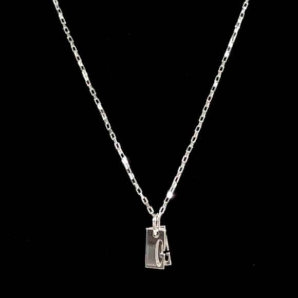 GUCCI Necklace G logo double plate Silver 925 - Picture 1 of 6